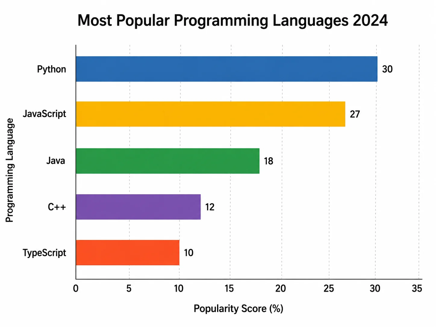 Horizontal bar chart ranking five categories by score from lowest to highest.