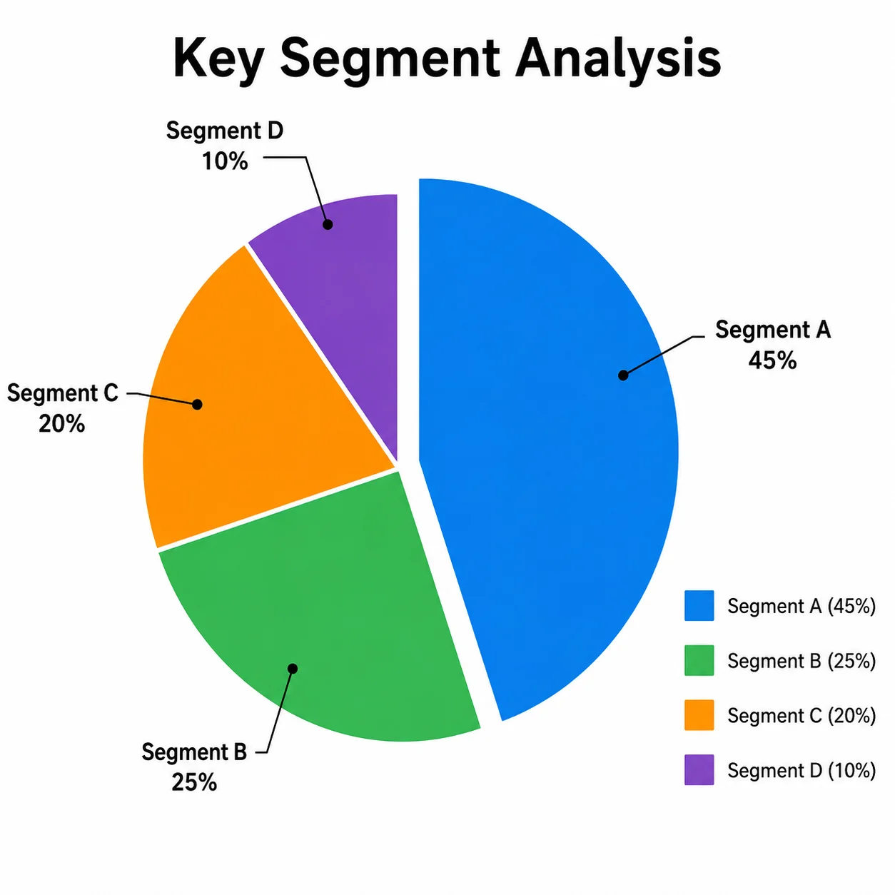 Pie chart with one slice pulled out from the center to emphasize the largest segment.