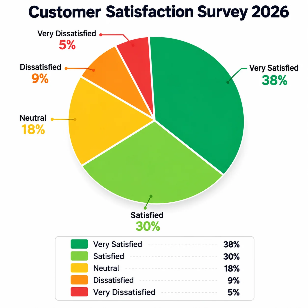 Survey results pie chart with a bold title at the top, labeled slices showing response percentages, and a clear legend.